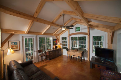 Inspiration for a rustic family room remodel in Portland Maine