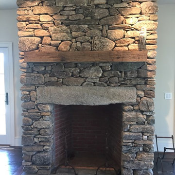 new england fieldstone fireplace