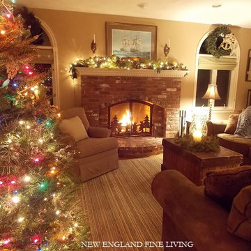 New England Home Decorated For Christmas