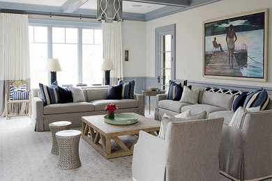 Huge transitional family room photo in Boston