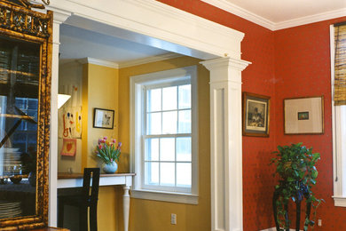 Example of a classic family room design in Boston