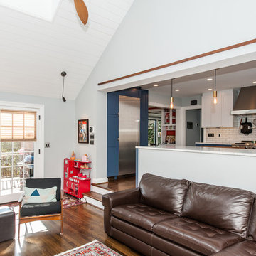 NW Washington, DC Shabby-Chic Style Kitchen & Cathedral-Ceiling Family Room