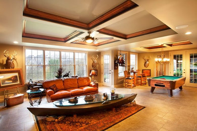 Example of a classic family room design in Chicago