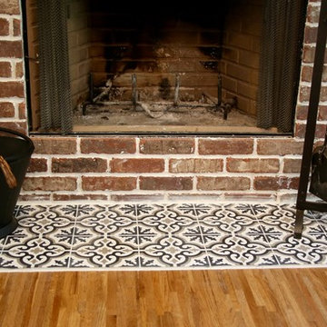Painted Cement Tile Hearth