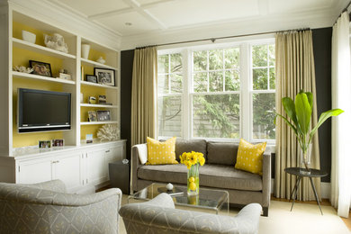 Example of a trendy family room design in DC Metro