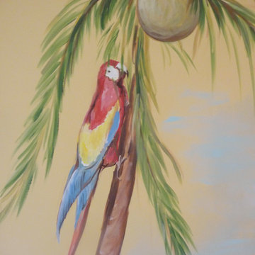 Palm tree beach mural