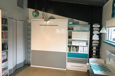 Diseño de sala de estar minimalista de tamaño medio