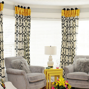 Pink, Yellow and Grey Family Room