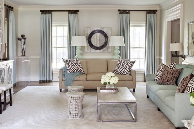 Transitional Family Room by Tobi Fairley Interior Design