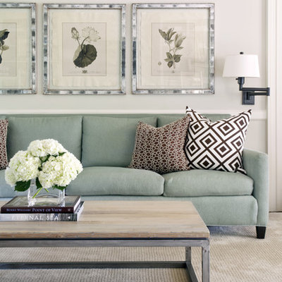 Family room - mid-sized transitional open concept carpeted family room idea in Little Rock with beige walls