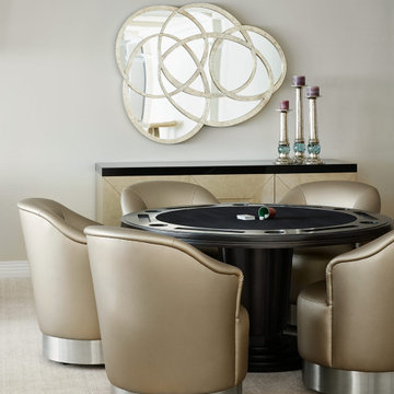 Poker Table with Upholstered Swivel Chairs