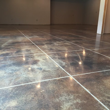 Polished and Stained Concrete with Custom Tile Cuts