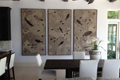 Example of a transitional dining room design in Miami