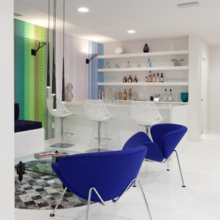 Example of a trendy white floor family room design in Sacramento