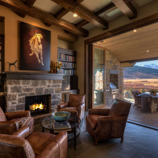 Inspiration for a rustic family room remodel in Salt Lake City
