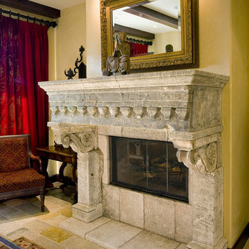 Reclaimed & Rustic Hand carved living room Fireplace Mantel