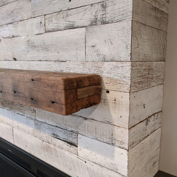 Reclaimed Distillery Wood fireplace wall planks