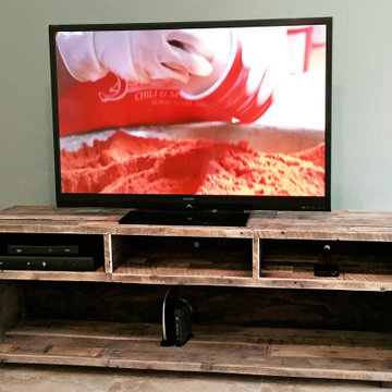 Reclaimed Wood Three-Compartment TV Stand Media Console