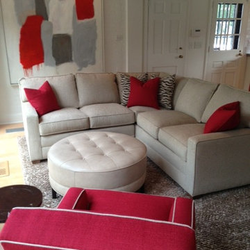 red and gray family room