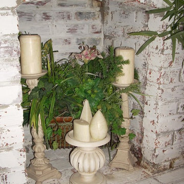 Repurposed White Washed Brick Log Bin