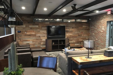 Inspiration for an industrial family room remodel in Detroit
