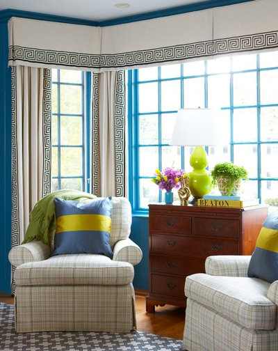 Transitional Family Room by Liz Caan & Co.