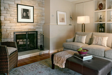 Inspiration for a transitional family room remodel in Boston