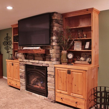Rustic Basement Bar and Family Room
