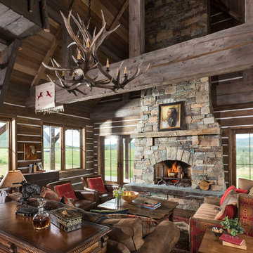 Rustic Colorado Timber Frame Home - The Steamboat Springs Residence Great Room