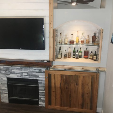 Rustic Double-sided Fireplace for Family Room & Game Room