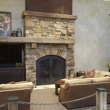 Rustic Fireplace and Chain Railing