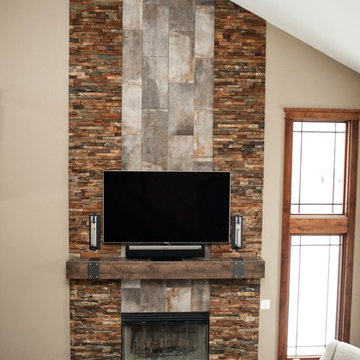 Rustic Industrial Great Room Fireplace