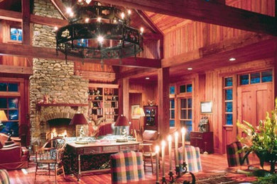 Example of a mountain style family room design in Atlanta
