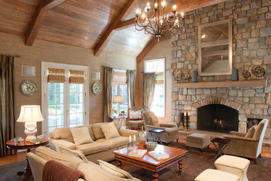 Example of a mountain style family room design in New York