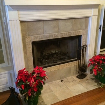 S's fireplace - before & after