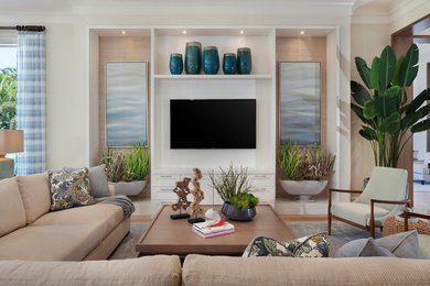 Inspiration for a transitional family room remodel in Miami