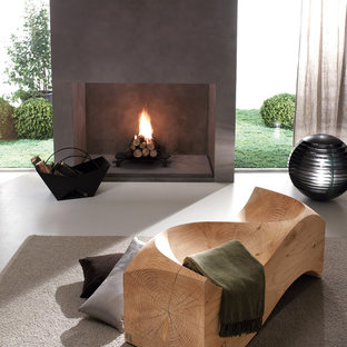 Example of a minimalist family room design in Philadelphia