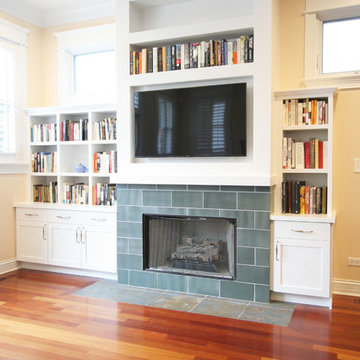 Shaker Style Cabinets and Fireplace Built In