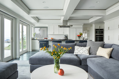 Inspiration for a transitional family room remodel in Seattle