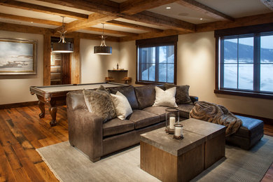 Example of a mountain style family room design in Denver