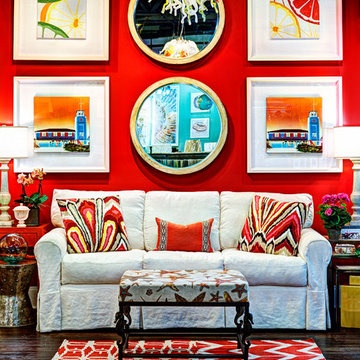 Sofa, Dining Table, pillows, Artwork, throw rugs, Table Lamp, Side table, Shell