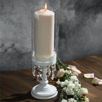 Sophia White Hurricane Candle Holder by Amalfi Decor