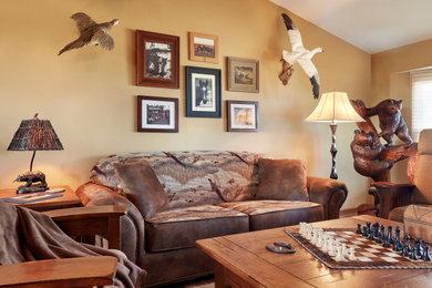 Large mountain style family room photo