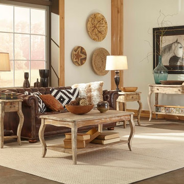 Southwestern Inspired Family Room with Aztec Details and Reclaimed Wood Furnitur
