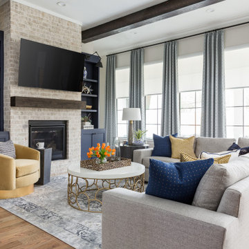 Gray and Blue Living Room