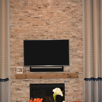 Stacked Ceramic Tile on Fireplace