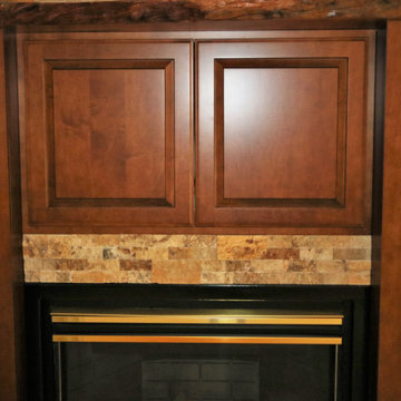 Stacked Stone Fireplace Update with LIve Edge Cherry Mantel