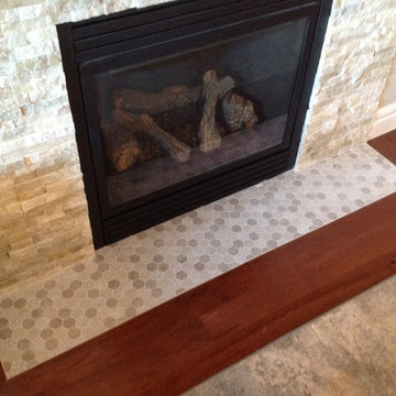 Stacked Stone With Rustic Mantel