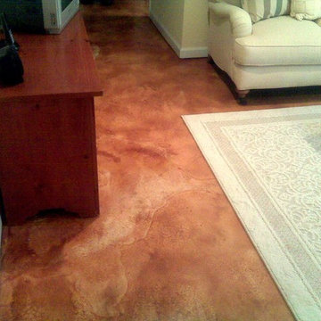 Stained Concrete Family Room Floor