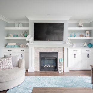 75+ Maritime Wohnzimmer mit grauer Wandfarbe Ideen & Bilder - August